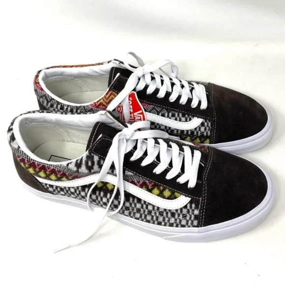 VANS Old Skool Fair Isle Low Brown Multi Men’s Canvas Suede Sneakers VN0A5JMIBF0 - Picture 3 of 10